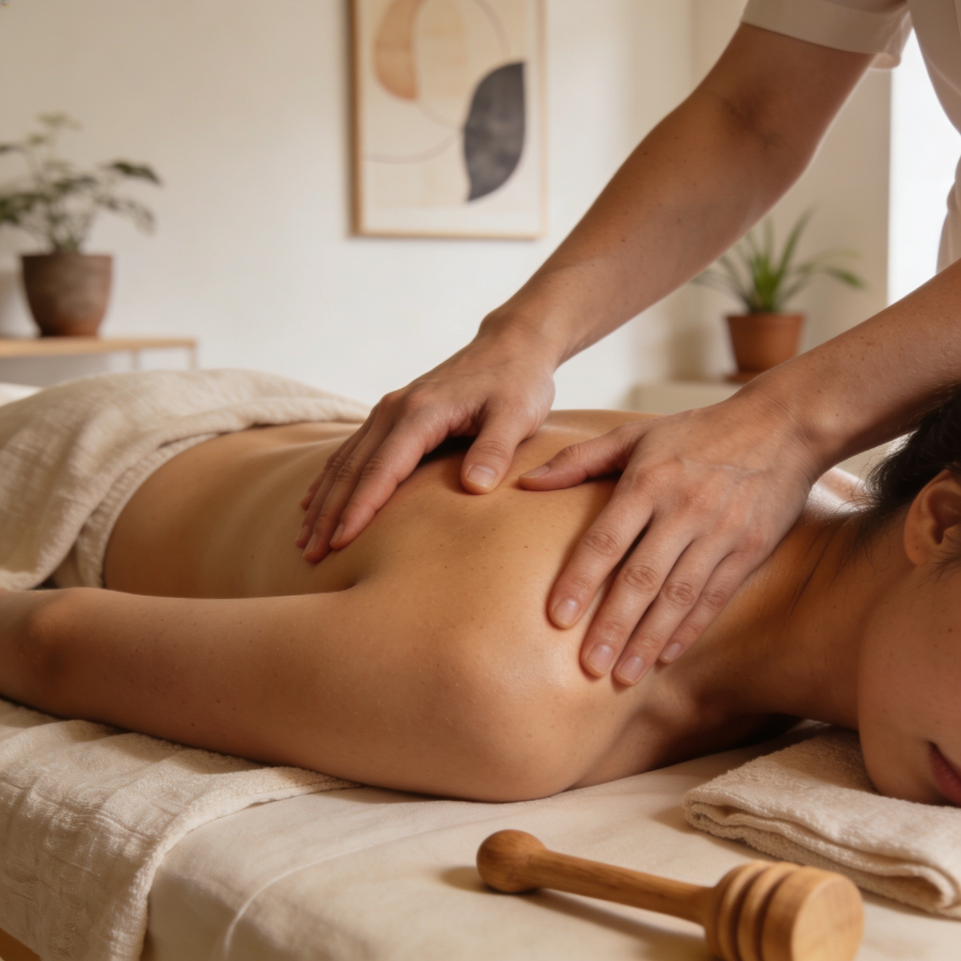 Sessão de massoterapia no Espaço Sprada
